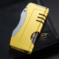 New Blue Flame Windproof Turbo Lighter Visible Gas Lighter Butane Metal Cigar Cigaretes Lighters.