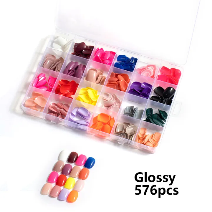 480pcs/Box%20Nails%20Press%20On%20Short%20Length%20Reusable%20Tips%20With%20Design%20Matte%20Square%20Long%20Sharp%20Full%20Kawaii%20False%20Tip%20Art%20Set%20-%20Image%205