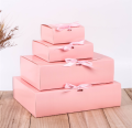 【Be worth】 Cardboard Ribbons Paper Day Box Valentine's Kraft Package With Color Pink Square. 