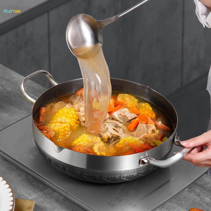 Soup Pot with Lid Non to Clean Double Handle Practical Cooking Pot Frying Pan for 30cm