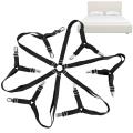 Sheet Suspenders Adjustable Elastic Bed Sheet Holder Straps For Full Bed Fitted Sheet Straps 6 Way Cross With 12 Heavy Duty. 