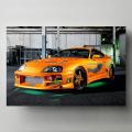 Supercar Posters Toyotas Supra With Green Neon Lights Orange Car Picture Canvas Painting Wall Art Prints Home Room Decorations. 