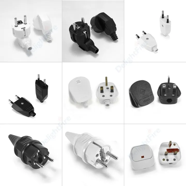 Eu Electrical Plug Adapter Male Replacement Rewireable Schuko Socket Power Extension Cable Uk Au Cord Connector Wire Plug