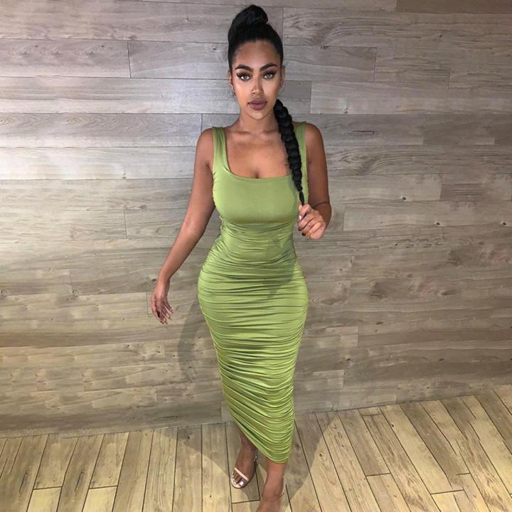Ruched Solid Bodycon Party Dresses Women Fashion Sleeveless Skinny Clubwear Basic Hot Midi Dress 2020 Slim Female | Daraz.com.bd Ruched Solid Bodycon Party Dresses Women Fashion Sleeveless Skinny Clubwear Basic Hot Midi Dress 2020 Slim Female | Daraz.com.bd