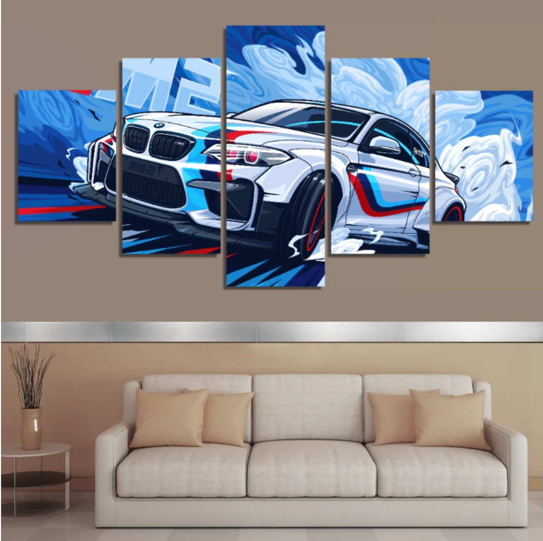 5Pcs In 1 Set Wall Canvas Art Ready to Hang for Living Room or Bedroom Home Decoration On Wall Canvas Painting Wall Car poster Canvas