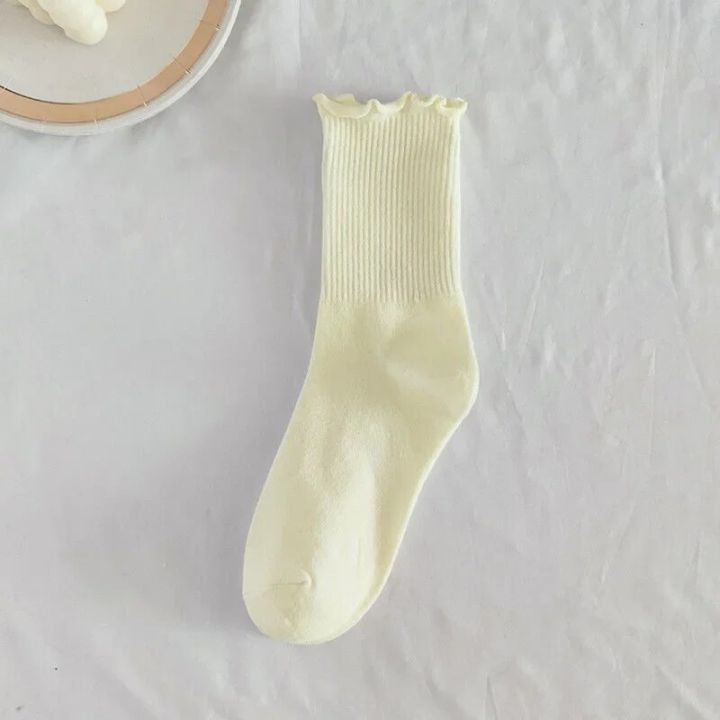 1pair%20Ruffle%20Socks%20Women%20Mid%20Crew%20Middles%20Tube%20Ankle%20High%20Breathable%20Black%20White%20Calcetines%20Female%20Spring%20Autumn%20Sock%20-%20Image%206