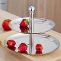 2 Tier Stainless Steel Cake Stand Cupcake Rack Fruit Plate Home Party Decor. 