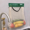 Elastic Mesh Storage Bag - For Kitchen Storage Fruits, Vegetables, Trash bag, Miscellaneous - Reusable ,Free Wall Mounted, Self-Adhesive - Hanging Storage Mesh Bags.