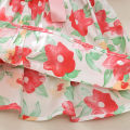 (New) flower print back ribbon bow tie infant dress summer new girls' baby bubble sleeve dress sweet girl CHILDREN'S clothing suitable for 0-3 years old. 