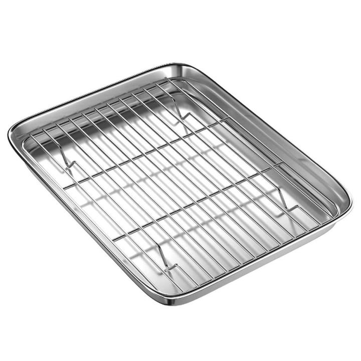 HAOEN 10 Inch Toaster Oven Tray and Rack Set, Small Stainless