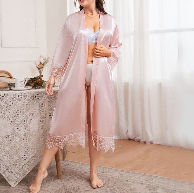 Ladies%20Relax%20Wear%20Plus%20Size%20Nightgown%20Simple%20Casual%20Cardigan%20Nightgown%20Long-Sleeved%20Home%20Service%20Long%20Bathrobe%20Ice%20Silk%20Pajamas%20-%20Image%204