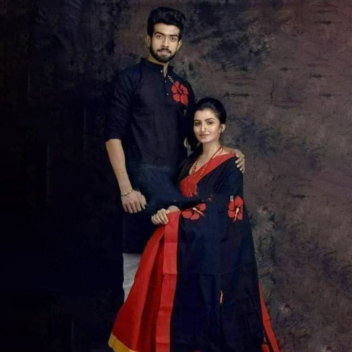 Exclusive Designer Block Print Half Silk Saree & Dhupian Silk Panjabi Combo  For Couple Stylesh & Fashionable Combo Dress -    | Daraz.com. bd