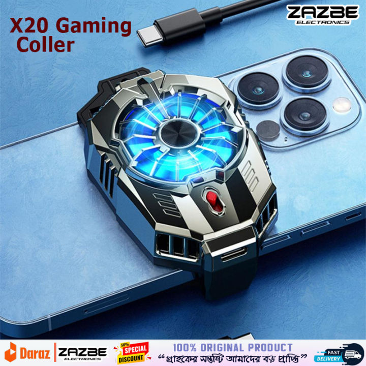 X20 Portable Mobile Phone Cooler | Semiconductor Cooling Fan & USB Powered Radiator | BlueWow X20 Gaming Phone Cooler for PUBG and FreeFire cooler, iPhone & Android (Original)