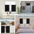 Blackout Short Curtains Thermal Insulating Half Window Tier Curtain Rod Pocket for Bedroom Kitchen RV Camper Bathroom Decoration.