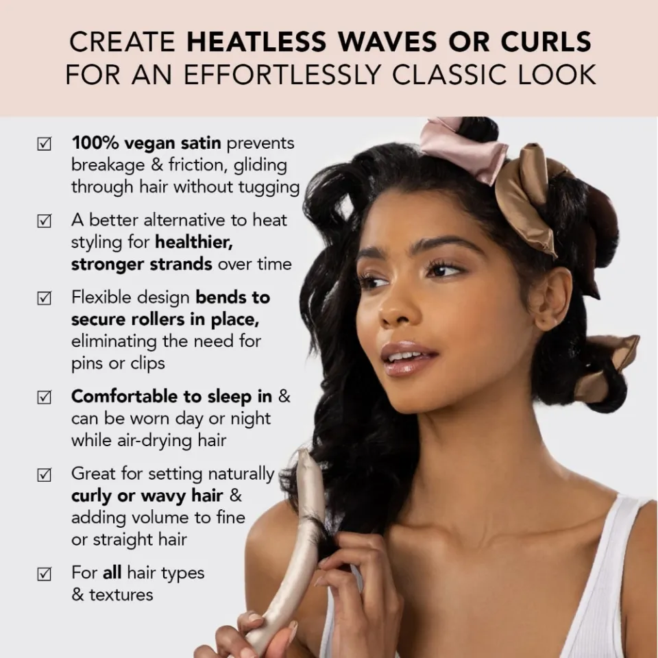 Heatless Curling Rod No Heat Hair Curlers Satin Wrapped Flexi Rods