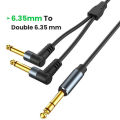 TRS 6.35mm Stereo To Dual Right Angle 1/4 TS Mono Insert Cable 6.5mm 1/4 TRS Jack Y Splitter Audio Breakout Cable for Mixer. 