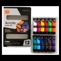 Keep Smiling Acrylic Color Set 12 Color 30 ml Premium Quality Paint for Canvas Craft and Art Projects. 