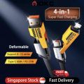 Multifunctional Mecha 4 in 1 Fast Charging 65watt PD Cable with Data Transfer for iPhone, Samsung and Others.