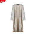 Women's Long Waffle Knit Open Winter Cardigan From Levin.