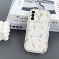 VRQR Soft Wavy Edge Phone Case For Samsung Galaxy A14 Back Cover Full Screen Beautiful Flowers Pattern Cover Samsung Galaxy A13 A15 M14 A05 A05S. 