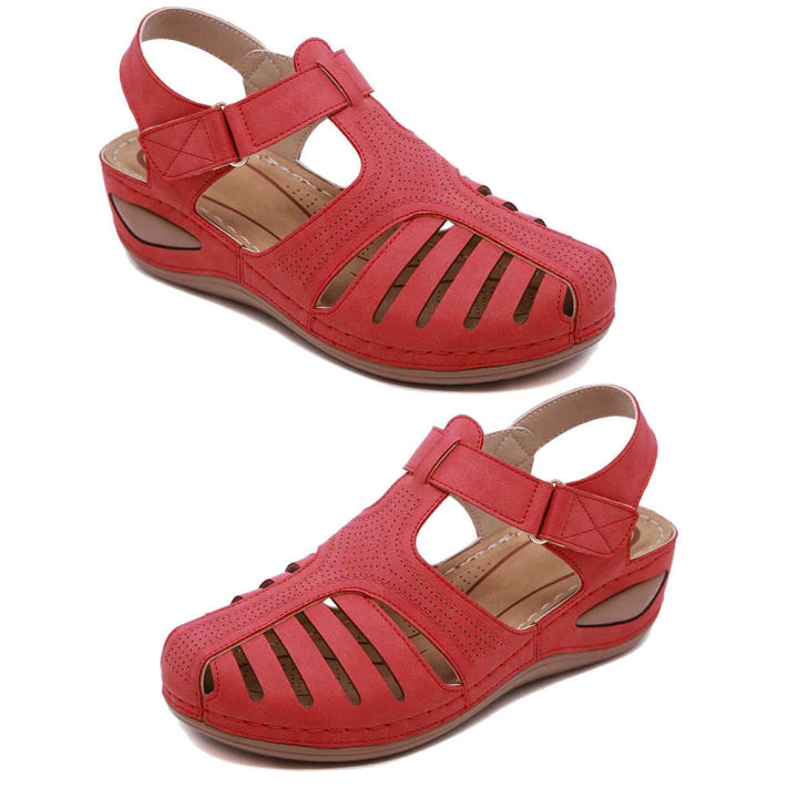 Women%20Shoes%20Summer%20Retro%20Hook%20Loop%20Closure%20Non-slip%20Hollow%20Beach%20Wedge%20Sandals%20-%20Image%202