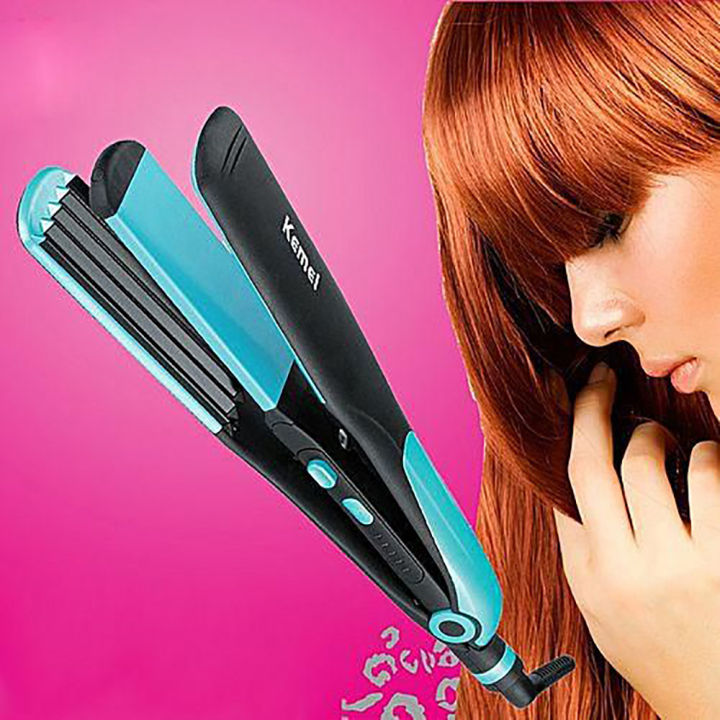 Kemei KM-2209 Hair Straightener Professional 2 in 1 Ionic Straightening Iron & Curler Styling Tool Curling Irons Hair