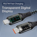 SFREE Shipping Transparent dynamic Digital Display Cable Type-C To Lightning PD27W Fast Charging Data Cable compatible For iphone uawei Samsung Xiaomi VIVO cable fast charging. 