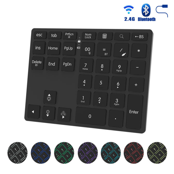 BOW 2.4G + Bluetooth Numeric Keypad Wireless Rechargeable Numpad Keyboard for iPad Laptop Wired Number Keyboard