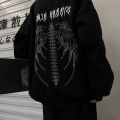 Harajuku Skeleton Zip Up Hoodie Goth Grunge Mens Korean Style Loose Long Sleeve Sweatshirt Men Retro Oversized Hooded Jacket. 