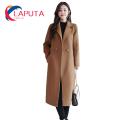 Winter Overcoat Solid Color Lapel Korean Style Autumn Coat. 