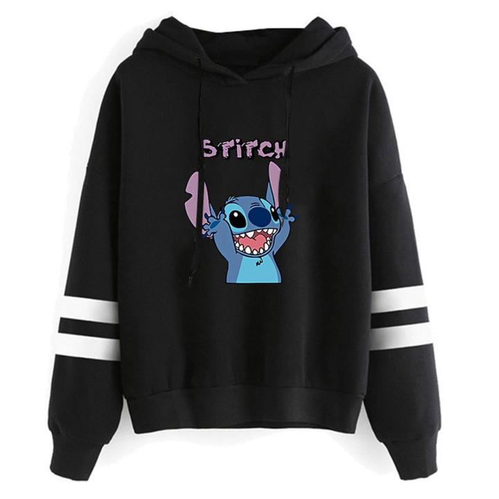 Kawaii Lilo Stitch Anime Funny Cartoon Hoodies Women Cute Ohana Stitch Manga Sweatshirt Graphic Harajuku Hoody Female Couple