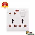 8 Pin Multi Gang Socket Double 3 Pin- 1Piece 2 Pin Multi Function Universal Wall Socket. 