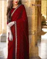 Maroon Colour Saree With High Quality Embroidery Work. 