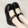 Spring Fashion Wedge Round Toe Soft Bottom Lolita Shoes Women Cute Vintage Mary Jane Shoes Chunky College Student Shoes.