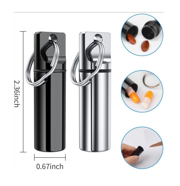 Capsule Box Keychain, Travel Case Ring Portable Aluminium Alloy Mini Tablet Organizer Case Container