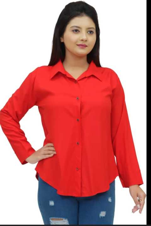 Ladies Western Fashion red color Long Shirt Kapor cherry georgette - Main Image