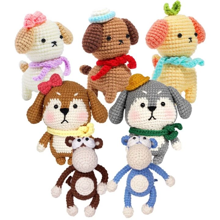 KRABALL Animal Dolls Crochet Knitting Kits With Cotton Yarn Thread Instruction For Beginners DIY Craft Knit Tool Set Accessories