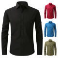 New US size elastic shirt men's business and leisure long sleeved shirt slim fit professional dress best-selling seasonal style. 