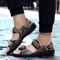 Fashion Shoes Men Black Sandals For Men Mesh Breathable Beach Shoes Flat Sandals Soft Sole Summer Sandals. 