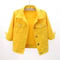 Women Denim Jacket Spring Autumn Short Coat Pink Jean Jackets Casual Tops Purple Yellow Purple Blue Loose Tops Lady Outerwear.