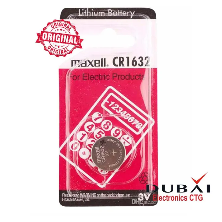 Maxell CR-1632 Lithium 3v l Battery,Made in Japan . Multi purpose use