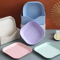 10Pcs Square Wheat Straw Plates Salad Bowl Reusable Food Serving Dishes with Rack_Best Rate. 