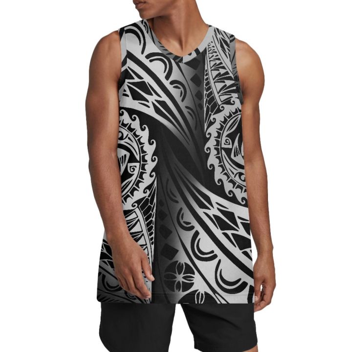 Polynesian%20Tribal%20Guam%20Totem%20Tattoo%20Prints%20Men's%20Basketball%20Jerseys%20Mesh%20Athletic%20Sports%20Shirts%20Plain%20Performance%20Team%20Uniforms%20-%20Image%202