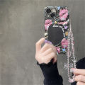 Beaded Phone Chain Charm Lanyard for iPhone Samsung, Cute Baroque White Bow, Flower Charm, Universal Accessories Jewelry Pendant.