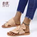 Juti spot 2021 spring summer autumn foreign trade 43 large size wish roman flat bow ladies sandals. 