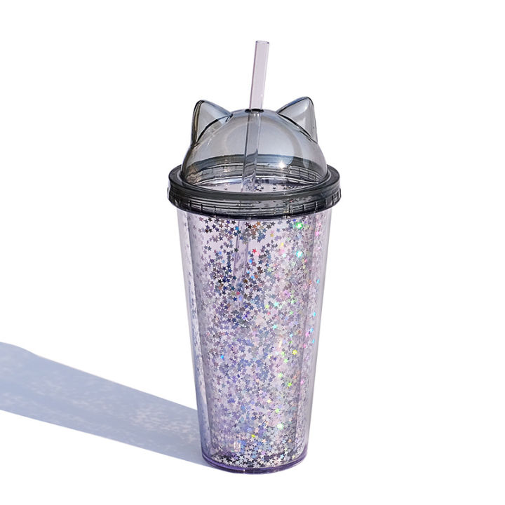 Glass%20Cup%20with%20Straw%20PA%20Double%20Wall%20Glass%20420ml%20Cat%20Ear%20Water%20Bottle%20Girl%20Sequins%20Without%20B%20Reusable%20Smoothie%20Cup%20Drinkware%20-%20Image%207