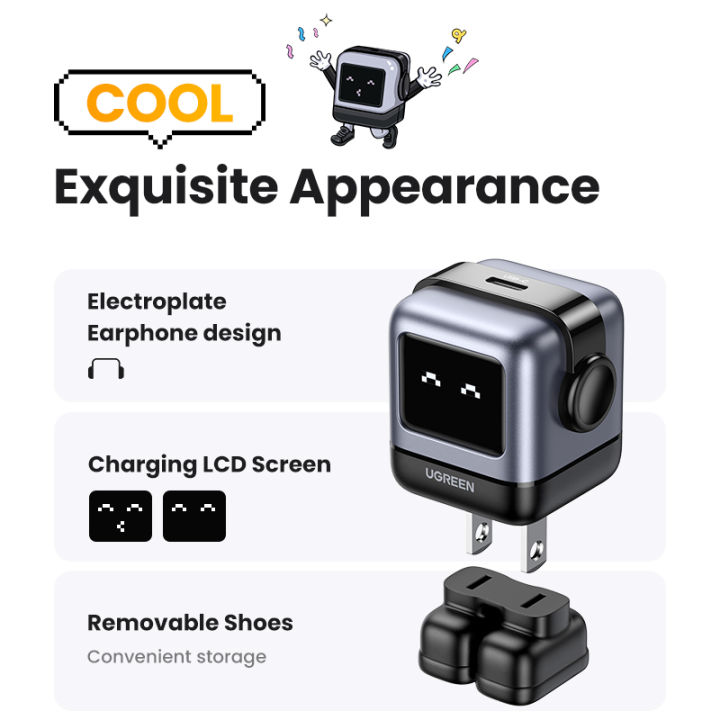 UGREEN%20QPai%20Robot%2030W%20GaN%20USB%20C%20Charger%20Power%20Adapter%20PD%20Fast%20Wall%20Charger%20for%20MacBook%20Pro,%20iPad%20Pro,%20iPhone%2014%20Pro%20Max/13,%20Galaxy%20S23%20-%20Image%207