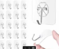 Strong Hook 20 pcs Waterproof Transparent Wall Sticker Hanger Glue Hook Storage Rack Free Punching Bathroom Kitchen Tool. 