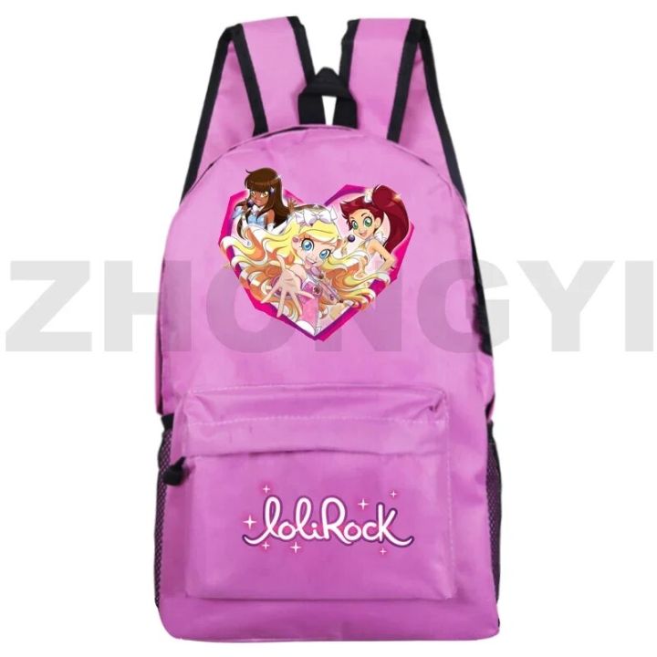 Fashion Casual Women LoliRock Game Backpacks Kawaii Pink Merch LoliRockstar Anime Schoolbags Halloween Gifts Children Book Bags