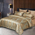 The new tribute satin jacquard four-piece set, light luxury bed four-piece set, four-piece bed sheet four-piece set, foreign trade quilt cover, pillow cover three-piece set. 